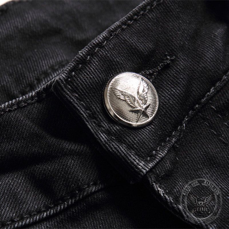 Skull Black Cotton Punk Pants | Gthic.com