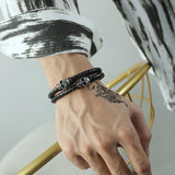 Skull Stainless Steel Leather Bracelet | Gthic.com