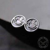 Smiling Face Sterling Silver Stud Earrings 06 | Gthic.com