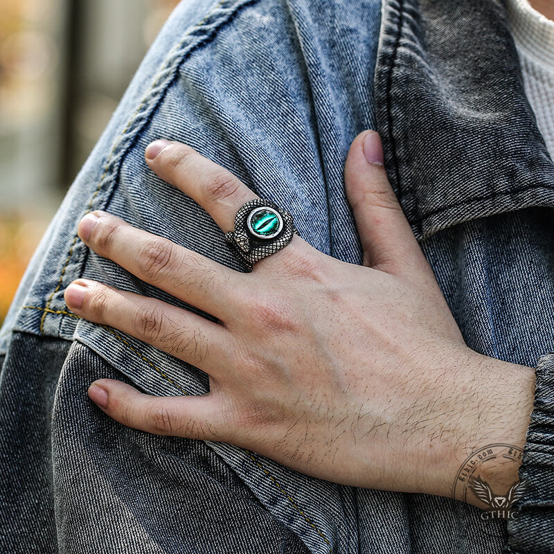 Snake Eye Stainless Steel Gemstone Ring GTHIC Snake Eye Stainless Steel Gemstone Ring GTHIC