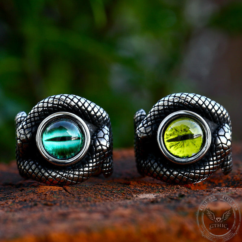 Snake Eye Stainless Steel Gemstone Ring Snake Eye Stainless Steel Gemstone Ring