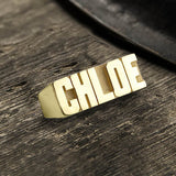 Sterling Silver Custom Name Ring 01 gold | Gthic.com