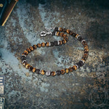 Tiger Eye Stone Stainless Steel Bead Necklace | Gthic.com