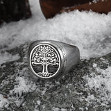 Tree of Life Signet Stainless Steel Viking Ring