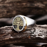 Tree of Life Signet Stainless Steel Viking Ring
