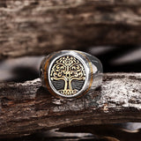 Tree of Life Signet Stainless Steel Viking Ring