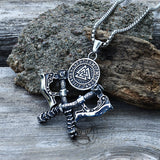 Valknut Battle Axe Stainless Steel Viking Pendant | Gthic.com
