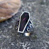 Funeral Vampire Coffin Stainless Steel Skull Ring | Gthic.com