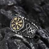Vegvisir and Runes Stainless Steel Viking Ring