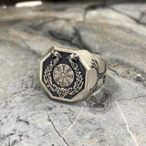 Vegvisir Celtic Knot Dragon Sterling Silver Viking Ring | Gthic.com