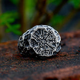 Vegvisir Magic Compass Stainless Steel Viking Ring | Gthic.com