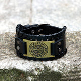 Vegvisir Runes Wristband Leather Viking Bracelet | Gthic.com