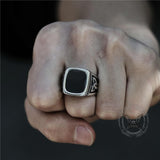 Viking Celtic Knots Stainless Steel Square Ring | Gthic.com
