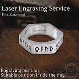 Viking Runes Hexagon Stainless Steel Geometric Ring