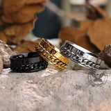 Viking Runes Stainless Steel Chain Spinner Ring