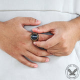 Vintage Black Stone Stainless Steel Gemstone Ring