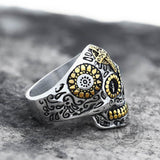 Vintage Cross Stainless Steel Sugar Skull Ring 05 | Gthic.com