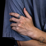 Vintage Hexagram Stainless Steel Spinner Ring