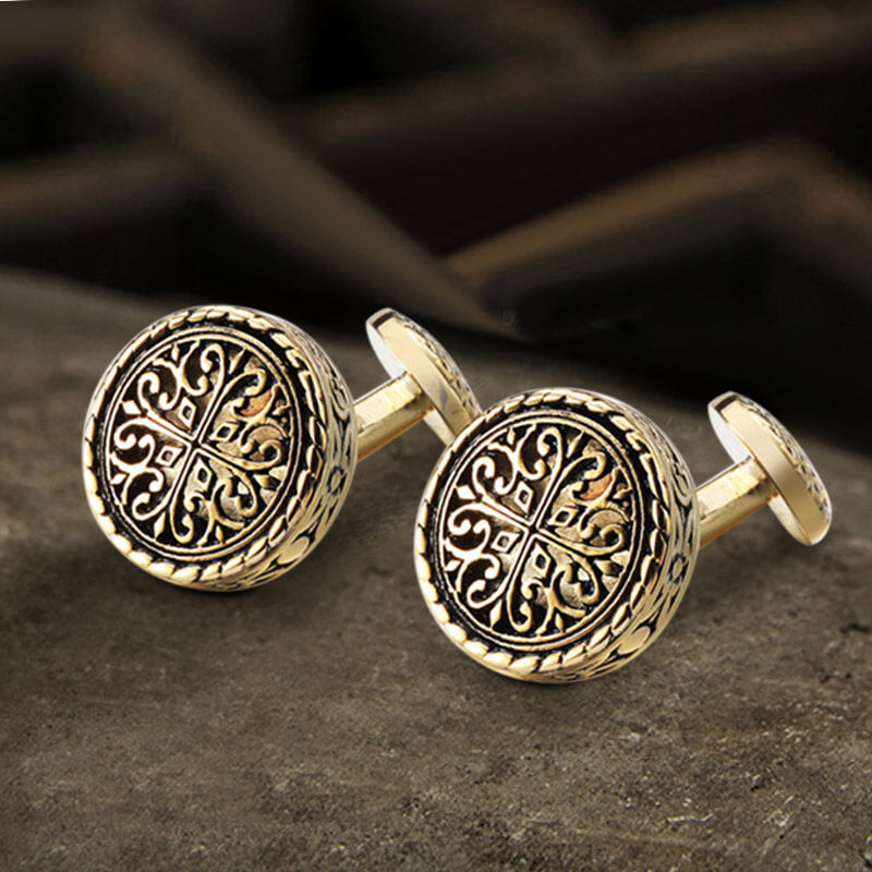 Vintage Pattern Brass Fixed Backing Cufflinks – GTHIC
