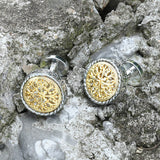 Vintage Pattern Brass Fixed Backing Cufflinks
