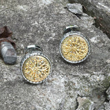 Vintage Pattern Brass Fixed Backing Cufflinks