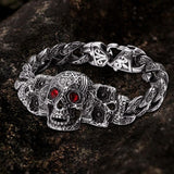 Vintage Skull Stainless Steel Bracelet 01 A | Gthic.com