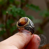 Vintage Tiger Eye Stainless Steel Gemstone Ring | Gthic.com