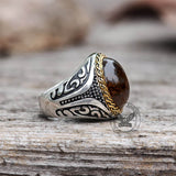 Vintage Tiger Eye Stainless Steel Gemstone Ring | Gthic.com