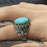 Vintage Turquoise Sterling Silver Gemstone Ring