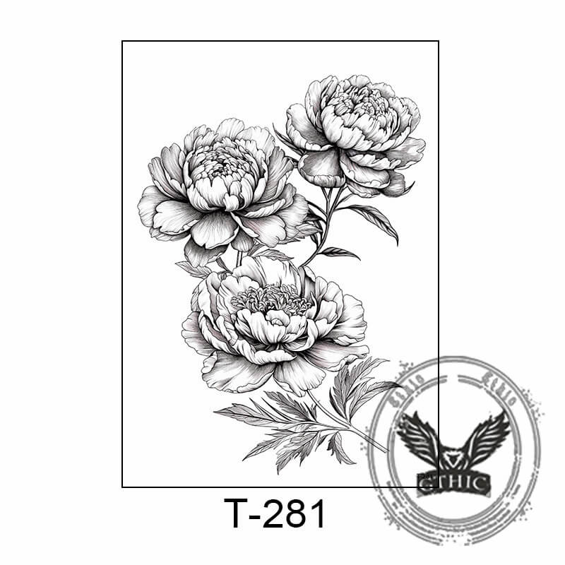 10 Pcs Blooming Flowers Temporary Tattoo Stickers 03 | Gthic.com