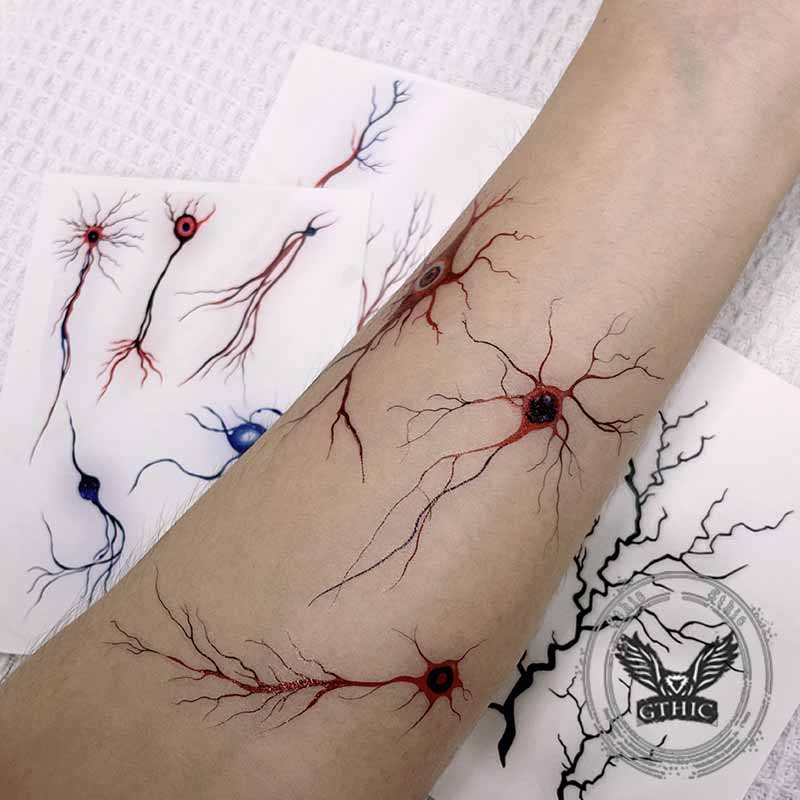10 Pcs Halloween Blood Vessel Temporary Tattoo Stickers 02 | Gthic.com