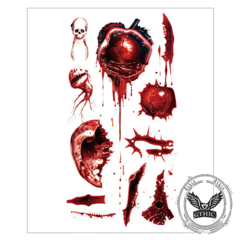 10 Pcs Halloween Horror Wound Temporary Tattoo Stickers