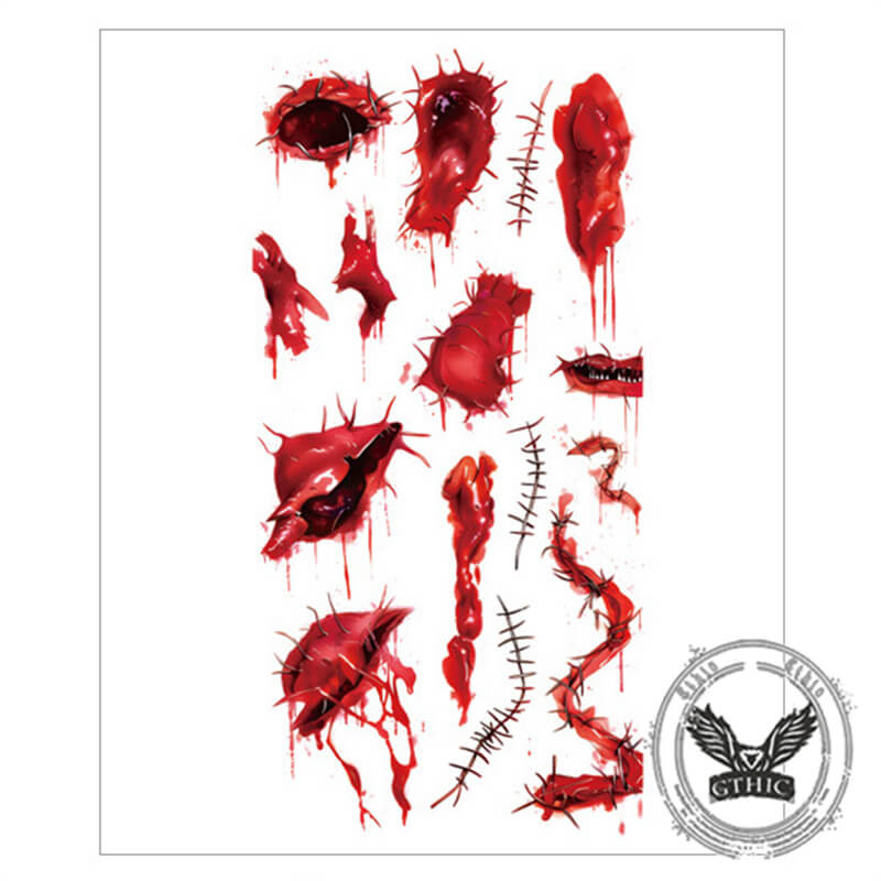 10 Pcs Halloween Horror Wound Temporary Tattoo Stickers
