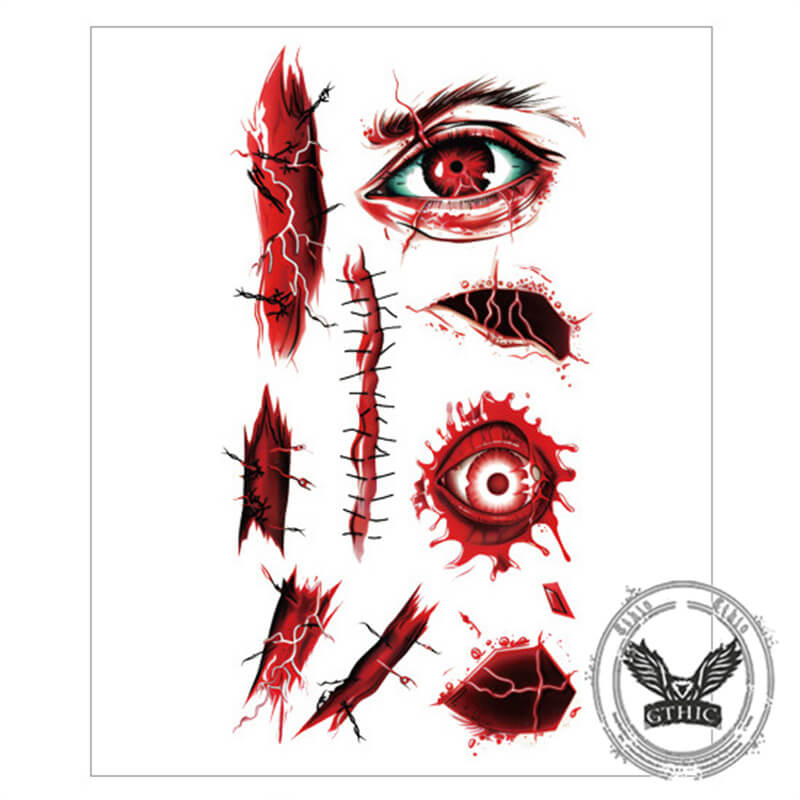 10 Pcs Halloween Horror Wound Temporary Tattoo Stickers