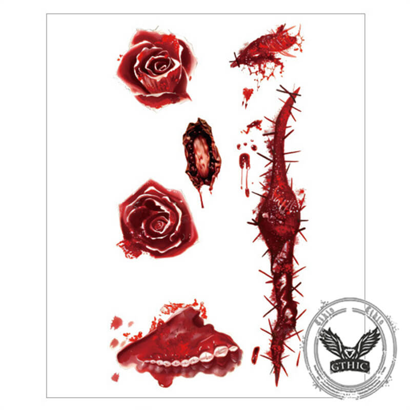 10 Pcs Halloween Horror Wound Temporary Tattoo Stickers