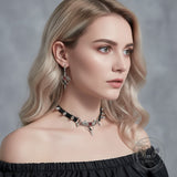 Gothic Gem Heart Bat Zinc Alloy Drop Earrings