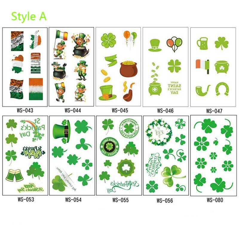 10Pcs Waterproof Saint Patrick's Day Temporary Tattoos Stickers | Gthic.com