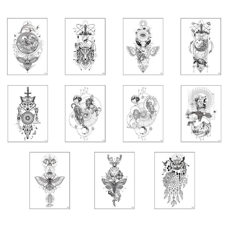 11 Pcs Nature and Animal Temporary Tattoo Stickers 01 | Gthic.com