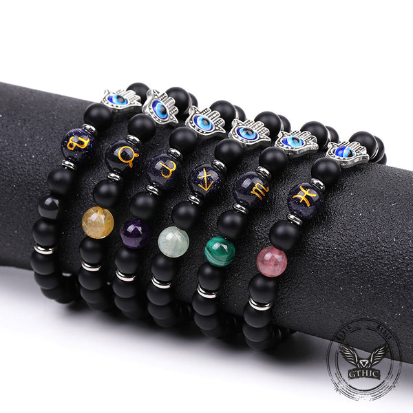 12 Constellations Zodiac Lucky Natural Stone Bracelet