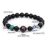 12 Constellations Zodiac Lucky Natural Stone Bracelet