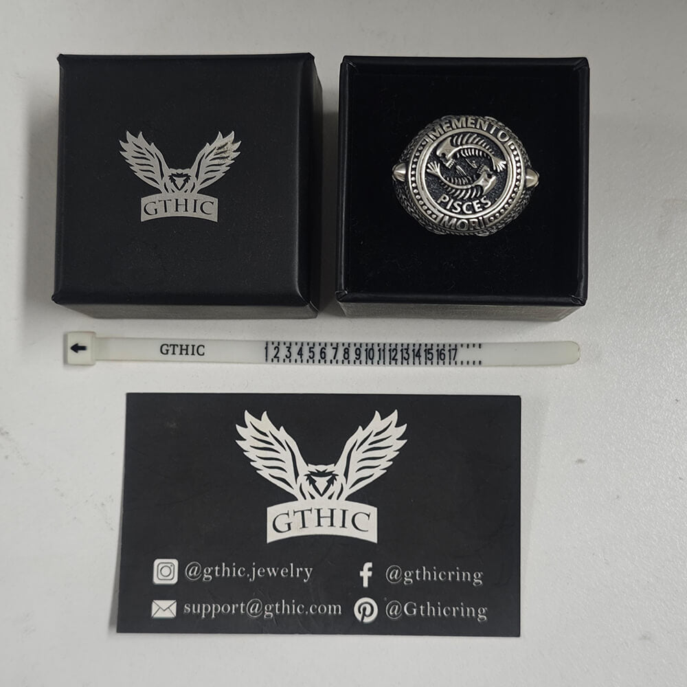 Anello teschio in argento sterling con segno zodiacale 12 costellazioni