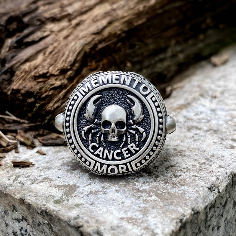 12 Constellations Zodiac Sign Sterling Silver Skull Ring | Gthic.com