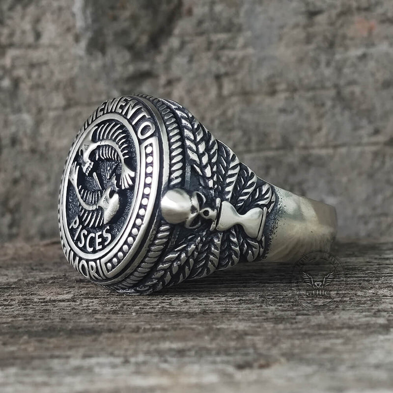 12 Sternbilder Sternzeichen Sterling Silber Totenkopf Ring