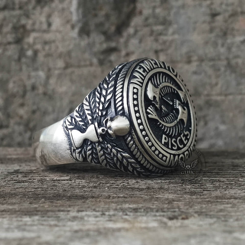 12 Sternbilder Sternzeichen Sterling Silber Totenkopf Ring