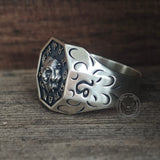 12 Constellations Zodiac Sterling Silver Octagonal Ring