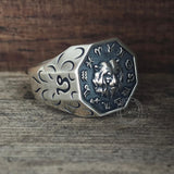 12 Constellations Zodiac Sterling Silver Octagonal Ring