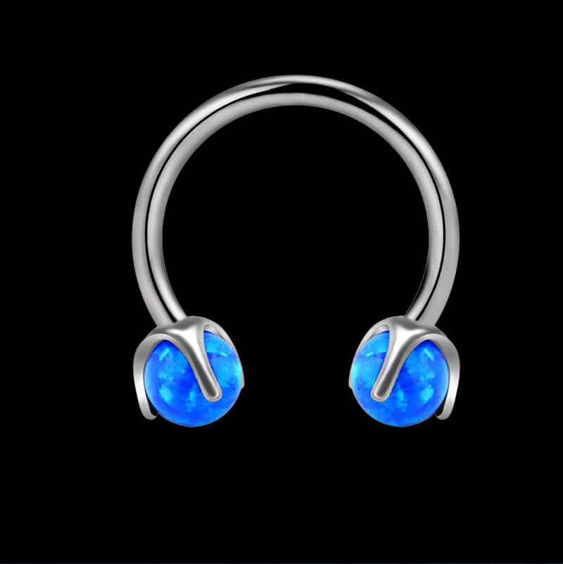 16 Gauge Opal Horseshoe Titanium Nose Ring | Gthic.com