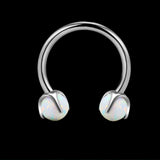 16 Gauge Opal Horseshoe Titanium Nose Ring | Gthic.com
