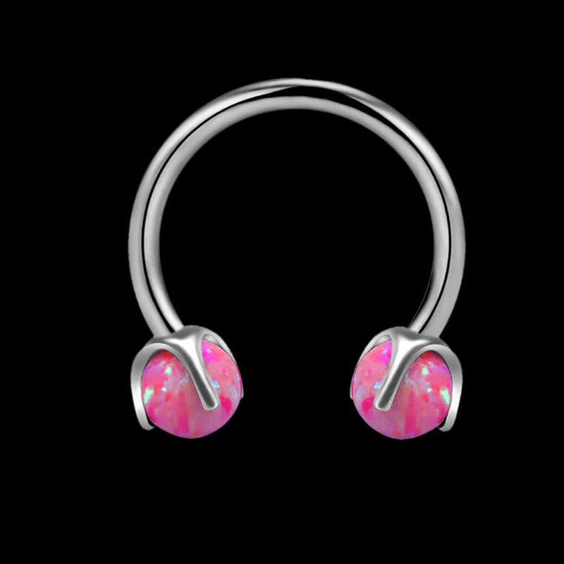 16 Gauge Opal Horseshoe Titanium Nose Ring | Gthic.com
