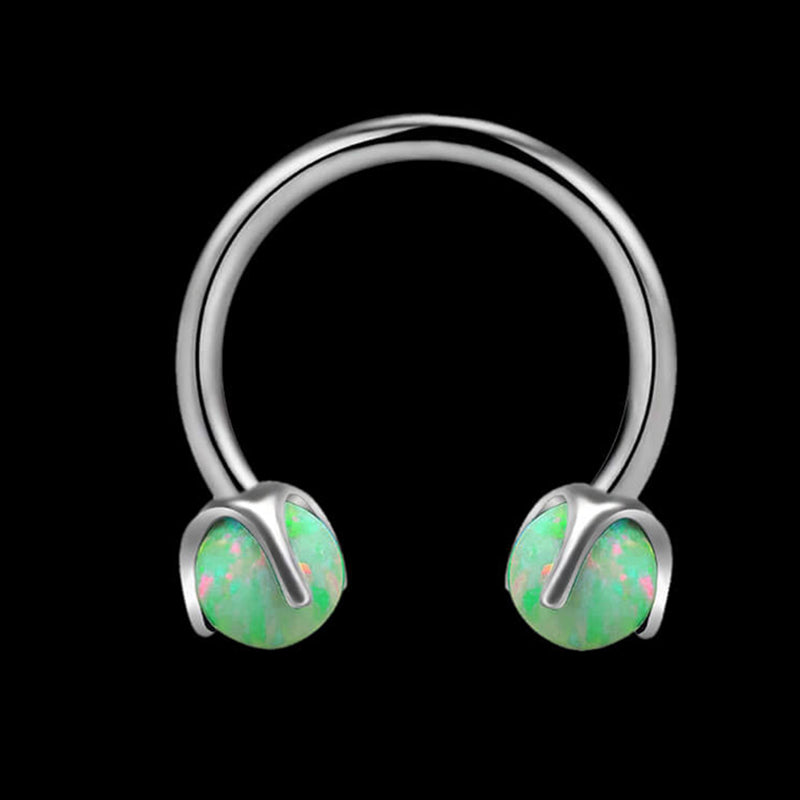16 Gauge Opal Horseshoe Titanium Nose Ring | Gthic.com
